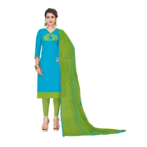 Women's Modal Silk Unstitched Salwar-Suit Material With Dupatta (Sky Blue, 2 Mtr)