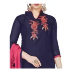 Women's Modal Silk Unstitched Salwar-Suit Material With Dupatta (Navy Blue, 2 Mtr)