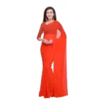 Women's Dyed Saree(Orange,5-6 Mtrs)