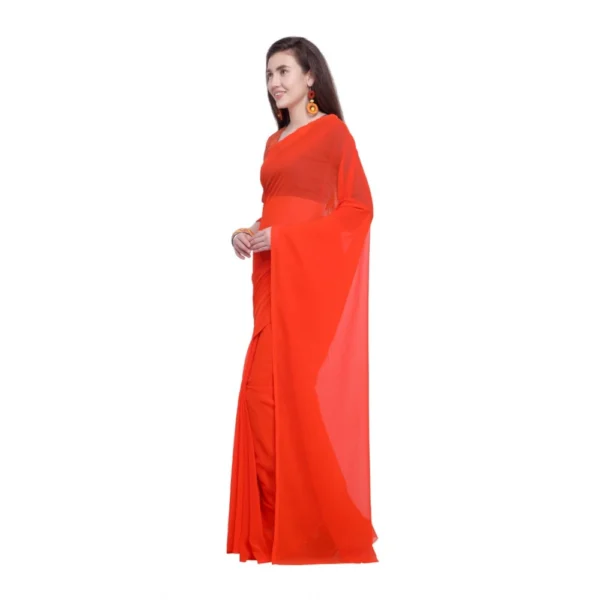 Women's Dyed Saree(Orange,5-6 Mtrs)