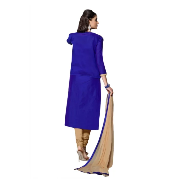 Women's Chanderi Unstitched Salwar Suit-Material With Dupatta (Blue,2.3 Mtrs)