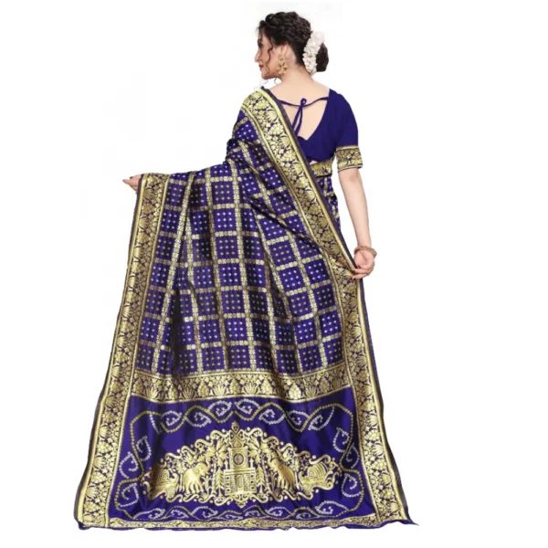 Women's Jacquard Saree (Blue ,5-6Mtrs)