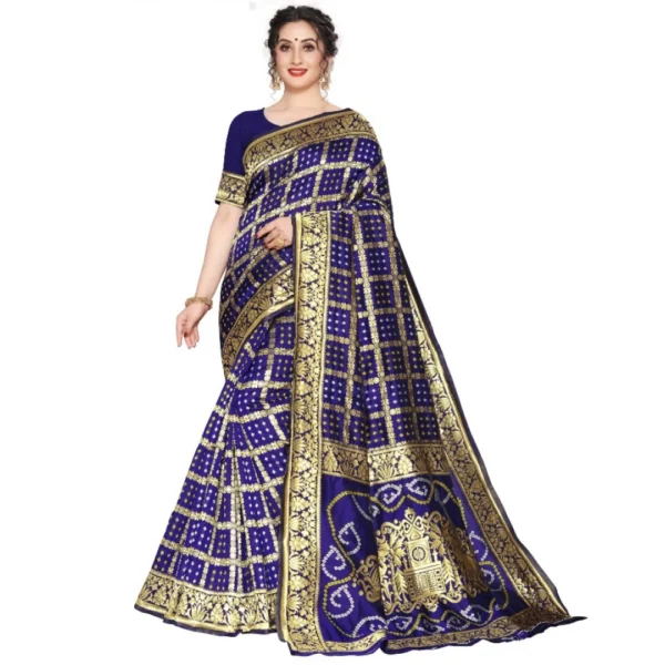 Women's Jacquard Saree (Blue ,5-6Mtrs)