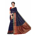 Women's Cotton_Silk Saree (Navy Blue ,5-6Mtrs)