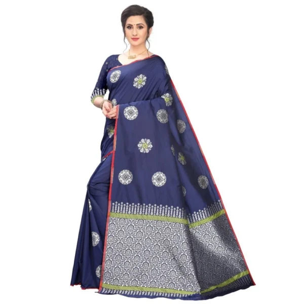 Women's Jacquard Saree (Navy Blue ,5-6Mtrs)