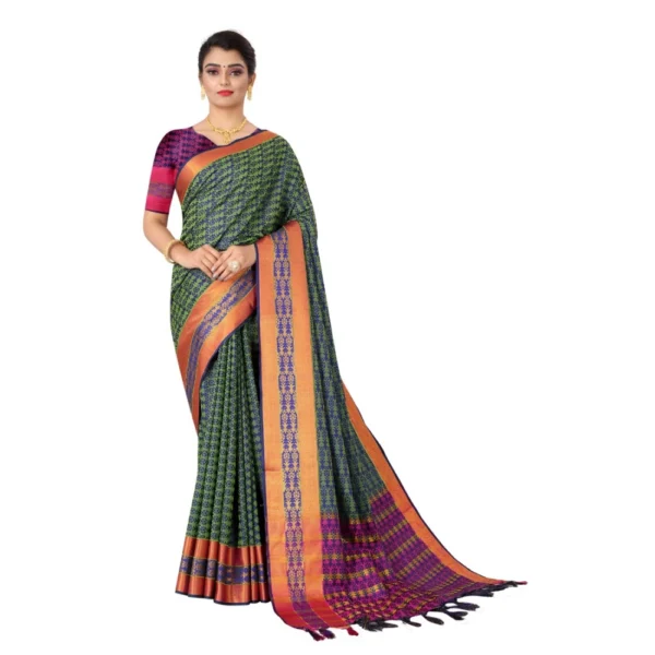 Women's Tansui Silk Saree(Navy Blue ,5-6Mtrs)