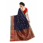 Women's Cotton_Silk Saree (Navy Blue ,5-6Mtrs)