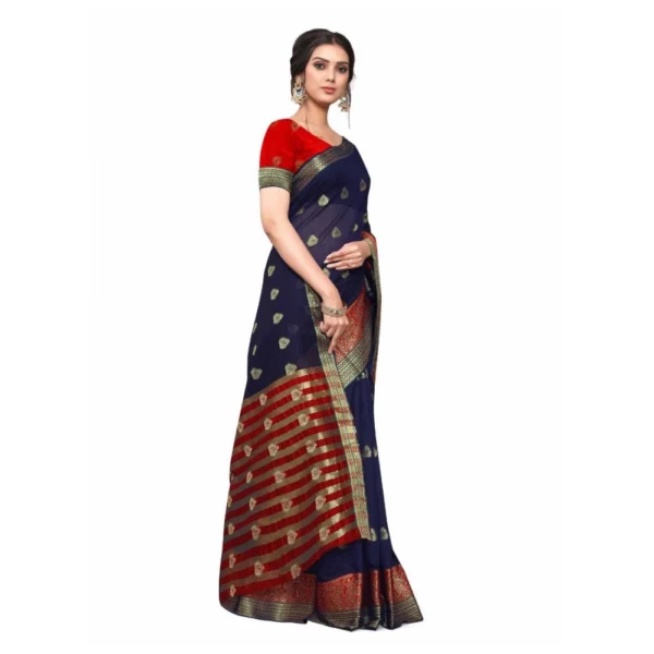 Women's Cotton_Silk Saree (Navy Blue ,5-6Mtrs)