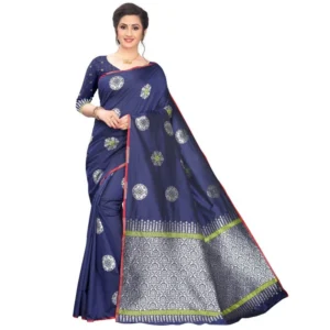 Women's Jacquard Saree (Navy Blue ,5-6Mtrs)