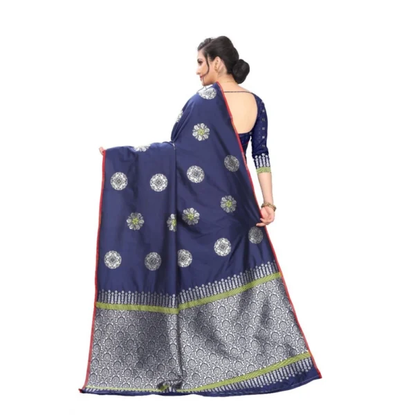 Women's Jacquard Saree (Navy Blue ,5-6Mtrs)