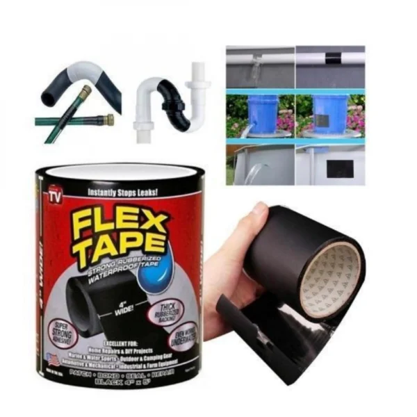 Pack Of_2 Strong Rubberized Waterproof Flex Tape Instantly Stops (Color: Assorted)