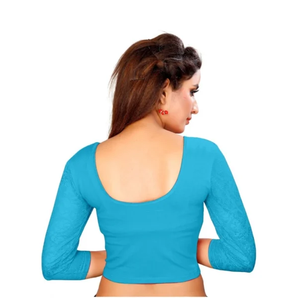 Women's Stretchable Readymade Blouse Cotton Lycra (Size-Free Size ,Neck Type-Round)