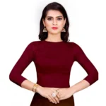 Women's Stretchable Readymade Blouse Cotton Lycra (Size-Free Size ,Neck Type-Round)