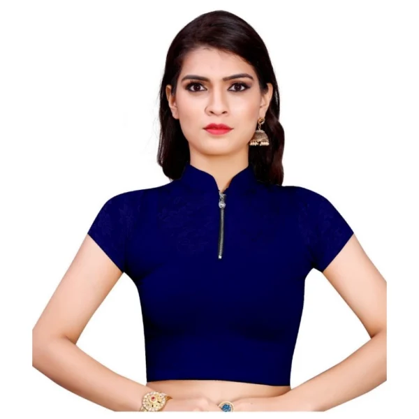 Women's Stretchable Readymade Blouse Cotton Lycra (Size-Free Size ,Neck Type-Collar)