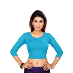 Women's Stretchable Readymade Blouse Cotton Lycra (Size-Free Size ,Neck Type-Round)