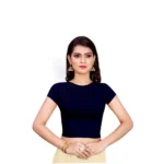 Women's Stretchable Readymade Blouse Cotton Lycra (Size-Free Size ,Neck Type-Round)