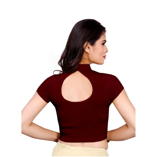 Women's Stretchable Readymade Blouse Cotton Lycra (Size-Free Size ,Neck Type-Collar)