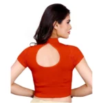 Women's Stretchable Readymade Blouse Cotton Lycra (Size-Free Size ,Neck Type-Collar)