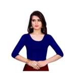 Women's Stretchable Readymade Blouse Cotton Lycra (Size-Free Size ,Neck Type-Round)