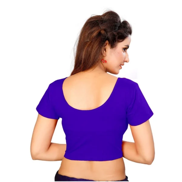 Women's Stretchable Readymade Blouse Cotton Lycra (Size-Free Size ,Neck Type-Round)