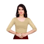 Women's Stretchable Readymade Blouse Cotton Lycra (Size-Free Size ,Neck Type-Round)