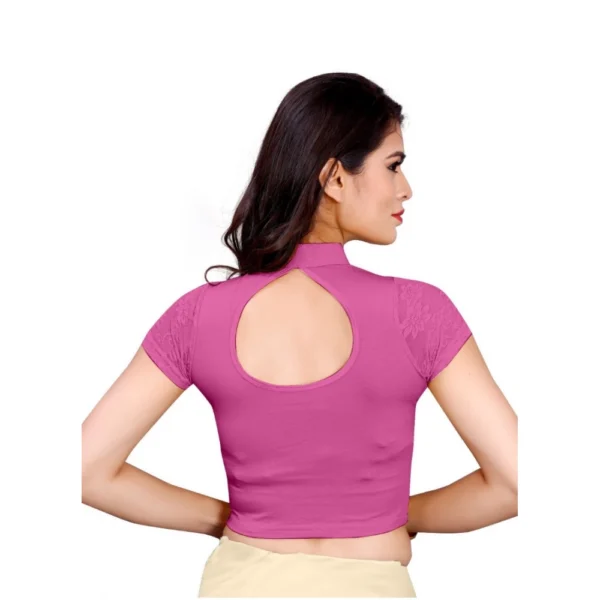 Women's Stretchable Readymade Blouse Cotton Lycra (Size-Free Size ,Neck Type-Collar)