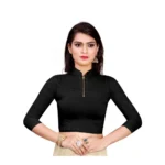 Women's Stretchable Readymade Blouse Cotton Lycra (Size-Free Size ,Neck Type-Collar)