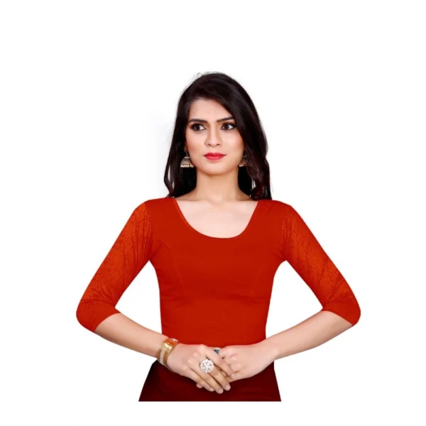 Women's Stretchable Readymade Blouse Cotton Lycra (Size-Free Size ,Neck Type-Round)