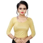 Women's Stretchable Readymade Blouse Cotton Lycra (Size-Free Size ,Neck Type-Round)