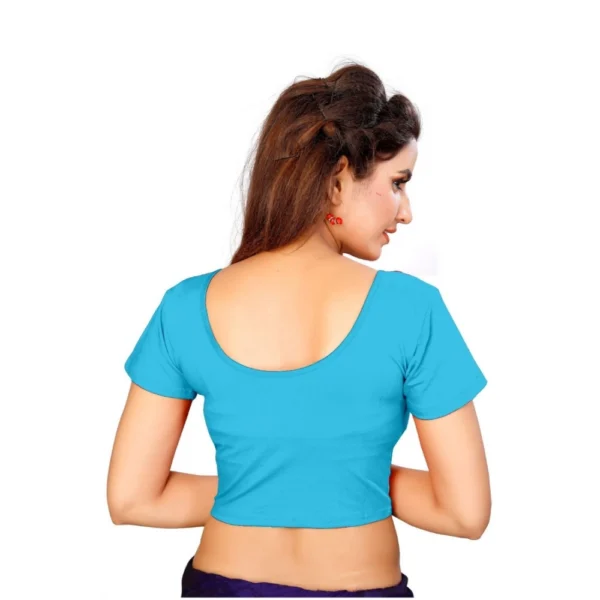 Women's Stretchable Readymade Blouse Cotton Lycra (Size-Free Size ,Neck Type-Round)