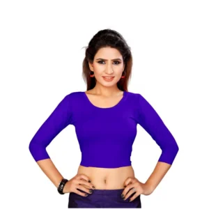 Women's Stretchable Readymade Blouse Cotton Lycra (Size-Free Size ,Neck Type-Round)