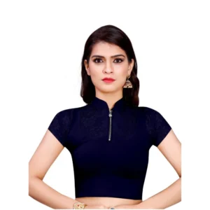 Women's Stretchable Readymade Blouse Cotton Lycra (Size-Free Size ,Neck Type-Collar)