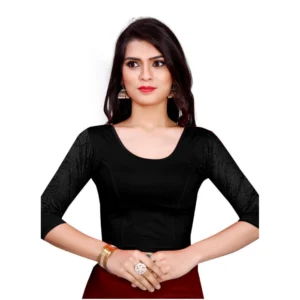 Women's Stretchable Readymade Blouse Cotton Lycra (Size-Free Size ,Neck Type-Round)