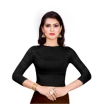 Women's Stretchable Readymade Blouse Cotton Lycra (Size-Free Size ,Neck Type-Round)