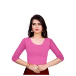 Women's Stretchable Readymade Blouse Cotton Lycra (Size-Free Size ,Neck Type-Round)