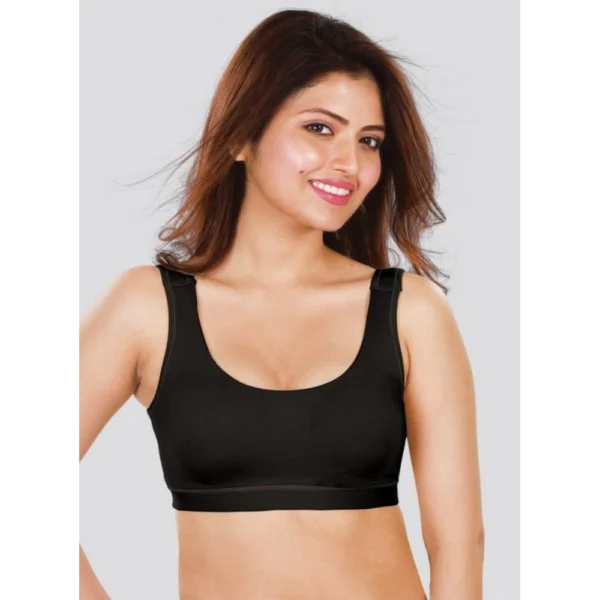 Dermawear Women's Sports Brassiere (Model: SB-1104, Color:Black, Material: 4D Stretch)