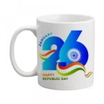 Generic Happy Republic Day Printed Ceramic Coffee Mug (Color: White, Capacity: 350ml)