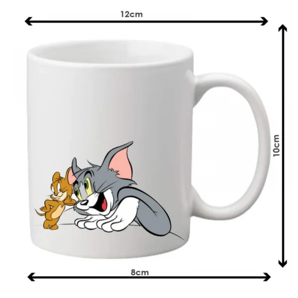 Generic Tom and Jerry Printed Ceramic Coffee Mug (Color: White, Capacity: 350ml)