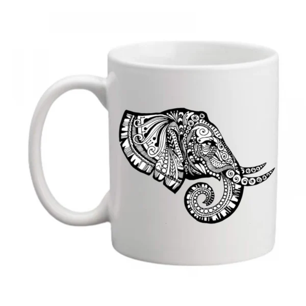 Generic Elephant Art Printed Ceramic Coffee Mug (Color: White, Capacity: 350ml)