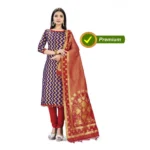 Banarasi Silk Unstitched Salwar-Suit Material Premium Quality With Dupatta (Color: Navy Blue)