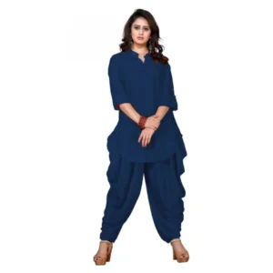 Women's Rayon Kurta Set With Bottom (Color:Navy, Material:Rayon)