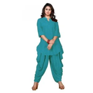 Women's Rayon Kurta Set With Bottom (Color:Blue, Material:Rayon)