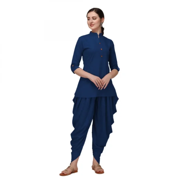 Women's Rayon Kurta Set With Bottom (Color:Navy, Material:Rayon)