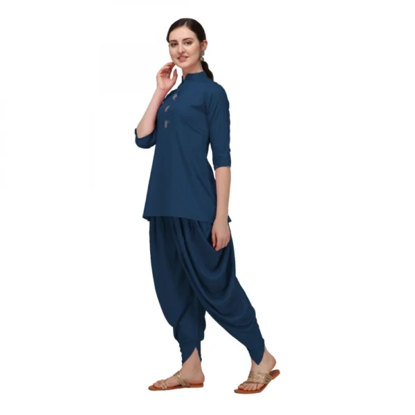 Women's Rayon Kurta Set With Bottom (Color:Navy, Material:Rayon)