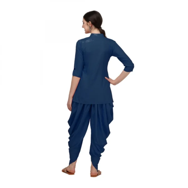 Women's Rayon Kurta Set With Bottom (Color:Navy, Material:Rayon)