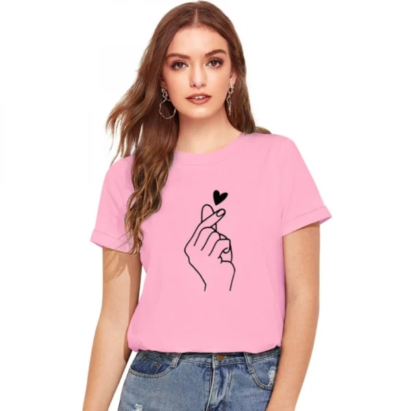 Women's Cotton Western Wear T Shirt (Pink)