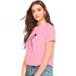 Women's Cotton Western Wear T Shirt (Pink)