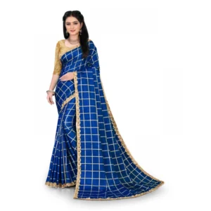 Women's Sana Silk Saree With Blouse (Royal Blue, 5-6mtrs)