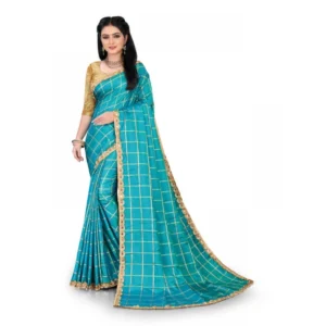 Women's Sana Silk Saree With Blouse (Sky Blue, 5-6mtrs)