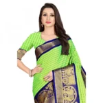 Women's Cotton Silk Saree With Blouse (Blue, 5-6Mtrs)